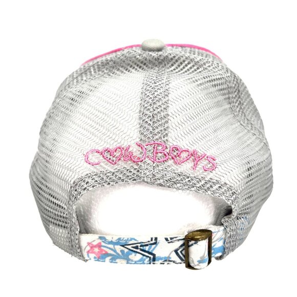 Dallas Cowboys Football NFL Star Mesh Strap Back Cap Hat Womens OS Pink White - Picture 2 of 9